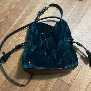 Velvet green fossil shoulder bag